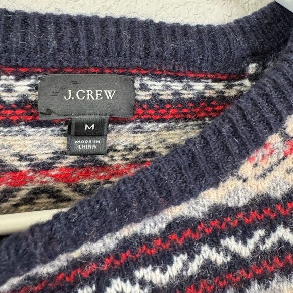 J.Crew Men’s M 100% Lambswool Fair Isle Sweater Crewneck Pullover Nordic Winter - Picture 2 of 5
